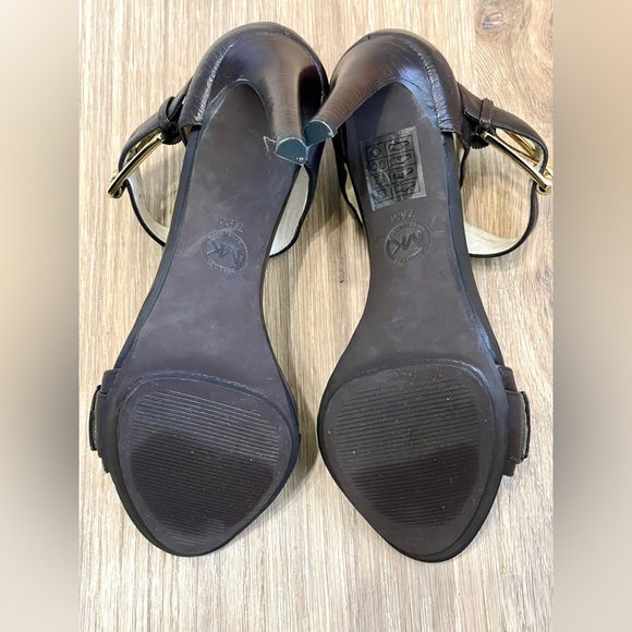Michael Kors Faith Brown Leather Ankle Strap Dress Sandals Shoes 7.5 EUC - Picture 4 of 5